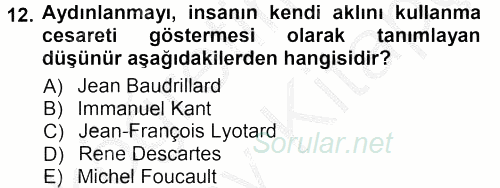 Çağdaş Sosyoloji Kuramları 2012 - 2013 Ara Sınavı 12.Soru