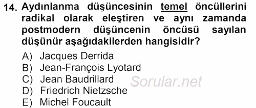 Çağdaş Sosyoloji Kuramları 2012 - 2013 Ara Sınavı 14.Soru