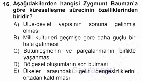 Çağdaş Sosyoloji Kuramları 2012 - 2013 Ara Sınavı 16.Soru