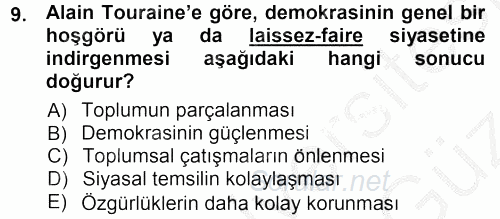 Çağdaş Sosyoloji Kuramları 2012 - 2013 Ara Sınavı 9.Soru