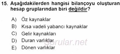 Dış Ticaret İşlemlerinin Muhasebeleştirilmesi 2015 - 2016 Ara Sınavı 15.Soru