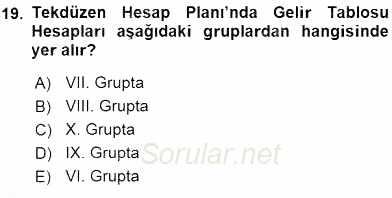 Dış Ticaret İşlemlerinin Muhasebeleştirilmesi 2015 - 2016 Ara Sınavı 19.Soru