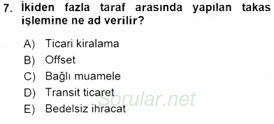 Dış Ticaret İşlemlerinin Muhasebeleştirilmesi 2015 - 2016 Ara Sınavı 7.Soru