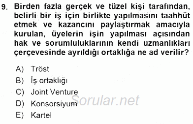 Dış Ticaret İşlemlerinin Muhasebeleştirilmesi 2015 - 2016 Ara Sınavı 9.Soru