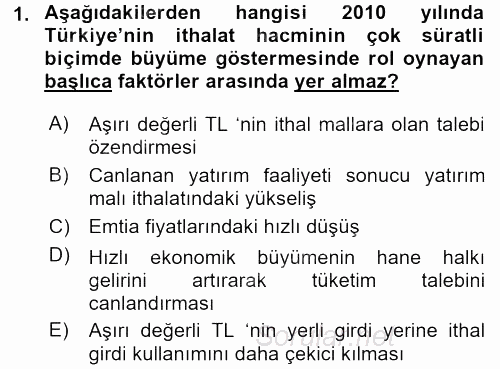 Dış Ticarete Giriş 2015 - 2016 Ara Sınavı 1.Soru