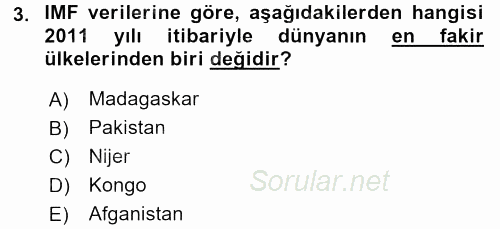 Dış Ticarete Giriş 2015 - 2016 Ara Sınavı 3.Soru