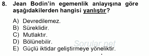 İnsan Hakları Ve Kamu Özgürlükleri 2012 - 2013 Ara Sınavı 8.Soru