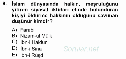 İnsan Hakları Ve Kamu Özgürlükleri 2012 - 2013 Ara Sınavı 9.Soru