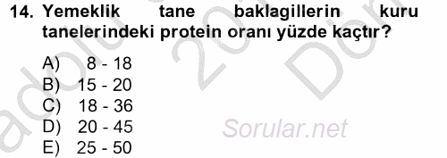 Tarla Bitkileri 1 2014 - 2015 Dönem Sonu Sınavı 14.Soru