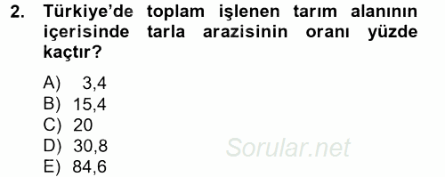 Tarla Bitkileri 1 2014 - 2015 Dönem Sonu Sınavı 2.Soru