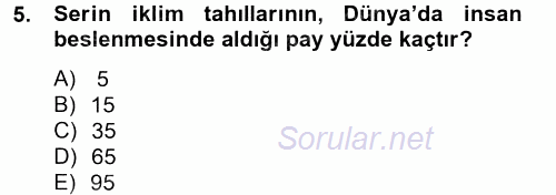 Tarla Bitkileri 1 2014 - 2015 Dönem Sonu Sınavı 5.Soru