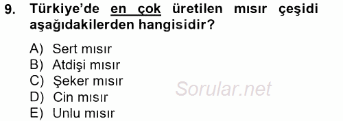 Tarla Bitkileri 1 2014 - 2015 Dönem Sonu Sınavı 9.Soru