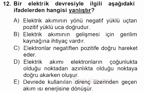 Örtü Altı Üretim Sistemleri 2013 - 2014 Tek Ders Sınavı 12.Soru