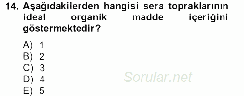 Örtü Altı Üretim Sistemleri 2013 - 2014 Tek Ders Sınavı 14.Soru