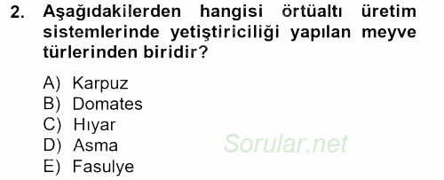 Örtü Altı Üretim Sistemleri 2013 - 2014 Tek Ders Sınavı 2.Soru