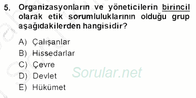 Gayrimenkul Yönetiminde Mesleki Etik 2014 - 2015 Ara Sınavı 5.Soru