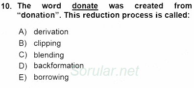 Dilbilim 1 2015 - 2016 Ara Sınavı 10.Soru