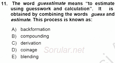 Dilbilim 1 2015 - 2016 Ara Sınavı 11.Soru