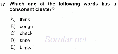 Dilbilim 1 2015 - 2016 Ara Sınavı 17.Soru