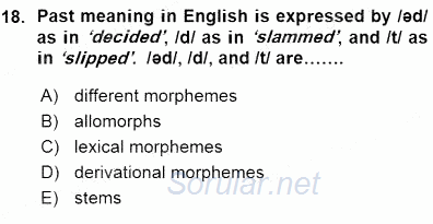 Dilbilim 1 2015 - 2016 Ara Sınavı 18.Soru