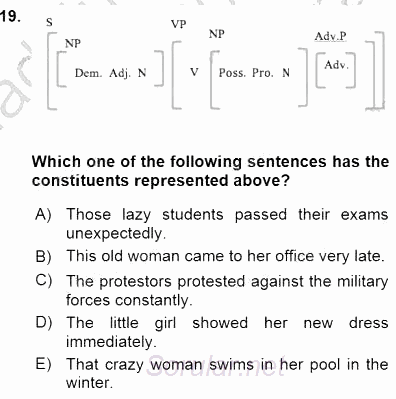 Dilbilim 1 2015 - 2016 Ara Sınavı 19.Soru