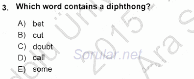 Dilbilim 1 2015 - 2016 Ara Sınavı 3.Soru