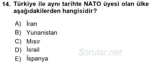 Uluslararası Örgütler 2015 - 2016 Ara Sınavı 14.Soru