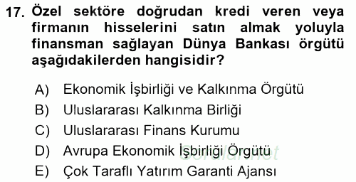 Uluslararası Örgütler 2015 - 2016 Ara Sınavı 17.Soru
