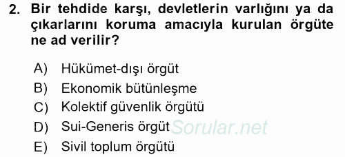 Uluslararası Örgütler 2015 - 2016 Ara Sınavı 2.Soru