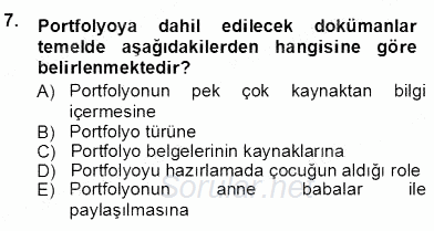 Çocukları Tanıma Teknikleri 2012 - 2013 Dönem Sonu Sınavı 7.Soru