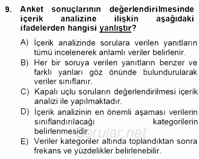 Çocukları Tanıma Teknikleri 2012 - 2013 Dönem Sonu Sınavı 9.Soru