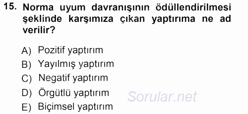 Hukuk Sosyolojisi 2012 - 2013 Ara Sınavı 15.Soru