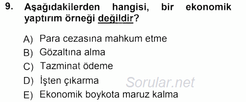 Hukuk Sosyolojisi 2012 - 2013 Ara Sınavı 9.Soru