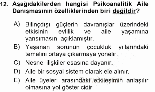 Anne Baba Eğitimi 2015 - 2016 Ara Sınavı 12.Soru