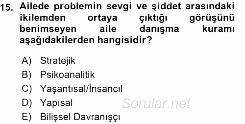 Anne Baba Eğitimi 2015 - 2016 Ara Sınavı 15.Soru