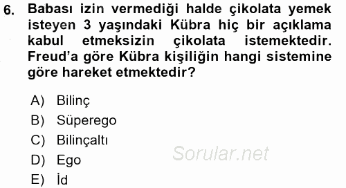 Anne Baba Eğitimi 2015 - 2016 Ara Sınavı 6.Soru