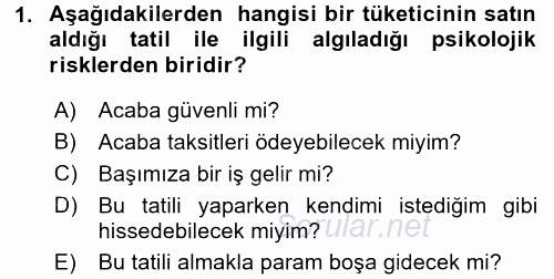 Tüketim Bilinci ve Bilinçli Tüketici 2017 - 2018 Dönem Sonu Sınavı 1.Soru
