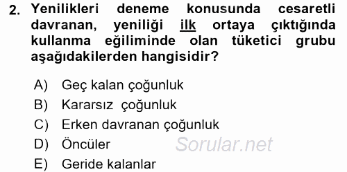Tüketim Bilinci ve Bilinçli Tüketici 2017 - 2018 Dönem Sonu Sınavı 2.Soru