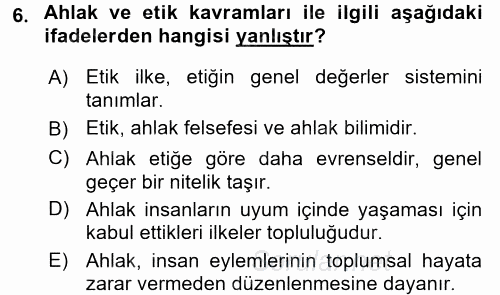 Tüketim Bilinci ve Bilinçli Tüketici 2017 - 2018 Dönem Sonu Sınavı 6.Soru