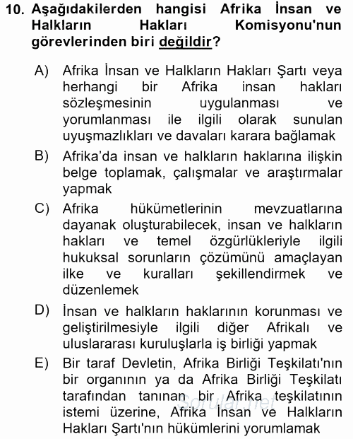 İnsan Hakları Ve Kamu Özgürlükleri 2016 - 2017 Dönem Sonu Sınavı 10.Soru