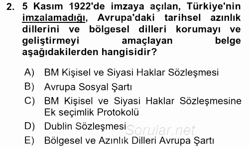 İnsan Hakları Ve Kamu Özgürlükleri 2016 - 2017 Dönem Sonu Sınavı 2.Soru