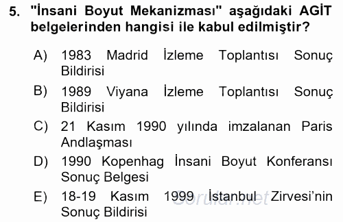 İnsan Hakları Ve Kamu Özgürlükleri 2016 - 2017 Dönem Sonu Sınavı 5.Soru