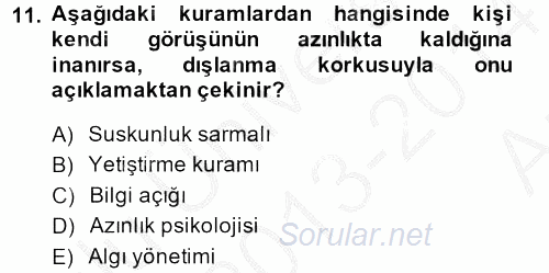 İletişim Kuramları 2013 - 2014 Ara Sınavı 11.Soru