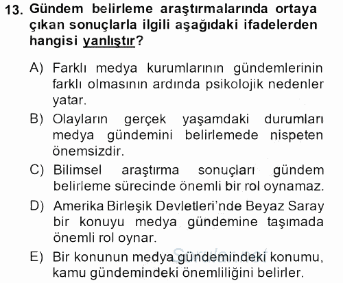 İletişim Kuramları 2013 - 2014 Ara Sınavı 13.Soru