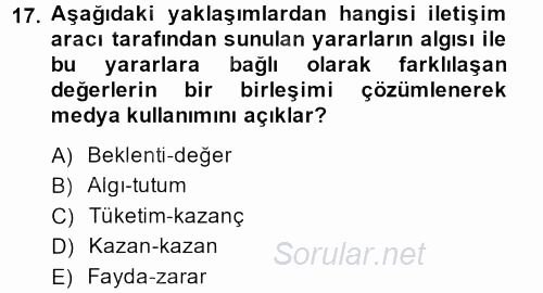 İletişim Kuramları 2013 - 2014 Ara Sınavı 17.Soru