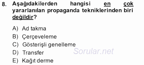 İletişim Kuramları 2013 - 2014 Ara Sınavı 8.Soru