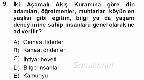 İletişim Kuramları 2013 - 2014 Ara Sınavı 9.Soru