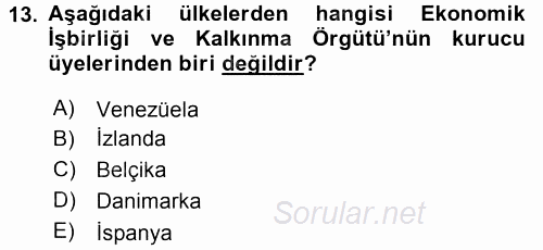 Uluslararası Ekonomik Kuruluşlar 2016 - 2017 Dönem Sonu Sınavı 13.Soru