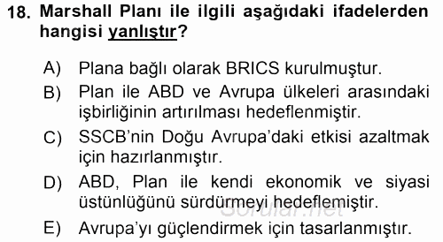Uluslararası Ekonomik Kuruluşlar 2016 - 2017 Dönem Sonu Sınavı 18.Soru