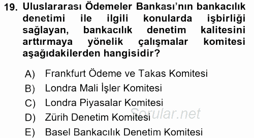 Uluslararası Ekonomik Kuruluşlar 2016 - 2017 Dönem Sonu Sınavı 19.Soru